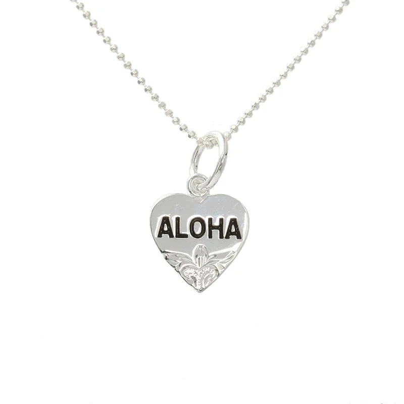 Magnetic - Closure Pendant Necklace with a Hidden Compartment for Secret KeepersSterling Silver Hawaiian Scroll Black Enamel ALOHA Heart Pendant (Chain Sold Separately) Magnetic - Closure Pendant Necklace with a Hidden Compartment for Secret KeepersSterling Silver Hawaiian Scroll Black Enamel ALOHA Heart Pendant (Chain Sold Separately)