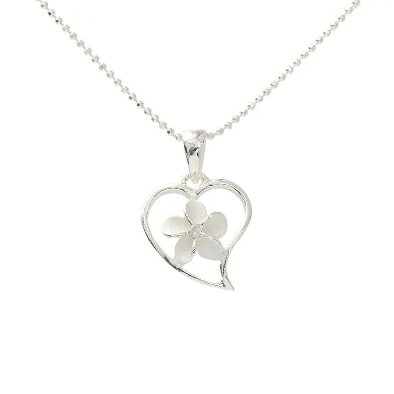 Custom - Engraved Initial Pendant Necklace in Sterling Silver for Mother's Day GiftSterling Silver Plumeria with CZ in Heart Sandblast Finish Pendant (Chain Sold Separately) Custom - Engraved Initial Pendant Necklace in Sterling Silver for Mother's Day GiftSterling Silver Plumeria with CZ in Heart Sandblast Finish Pendant (Chain Sold Separately)