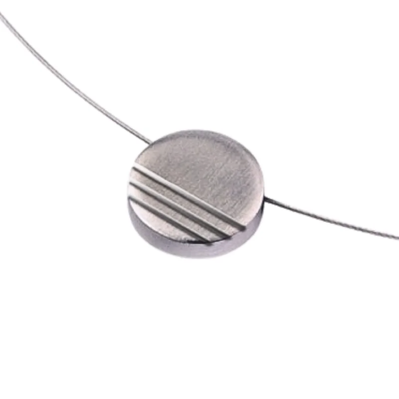 Minimalist Black Onyx Round Pendant Necklace with a Leather Cord for Boho - Chic OutfitsStainless Steel Pendant - "Circle With Grooves" Minimalist Black Onyx Round Pendant Necklace with a Leather Cord for Boho - Chic OutfitsStainless Steel Pendant - "Circle With Grooves"