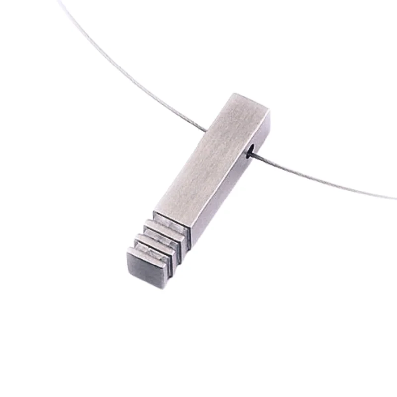 Cross - Stitch - Embroidered Floral Pendant Necklace for Handicraft AficionadosStainless Steel Pendant - "Rectangular Block With Grooves" Cross - Stitch - Embroidered Floral Pendant Necklace for Handicraft AficionadosStainless Steel Pendant - "Rectangular Block With Grooves"