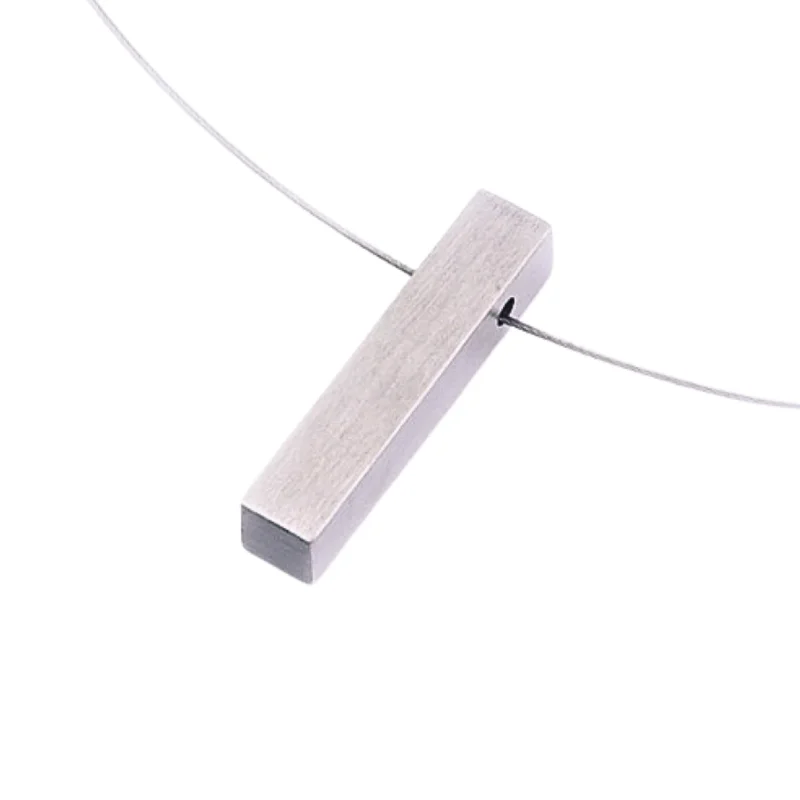 Hypoallergenic Stainless Steel Dog Tag Pendant Necklace for Active MenStainless Steel Pendant - "Rectangular Block"