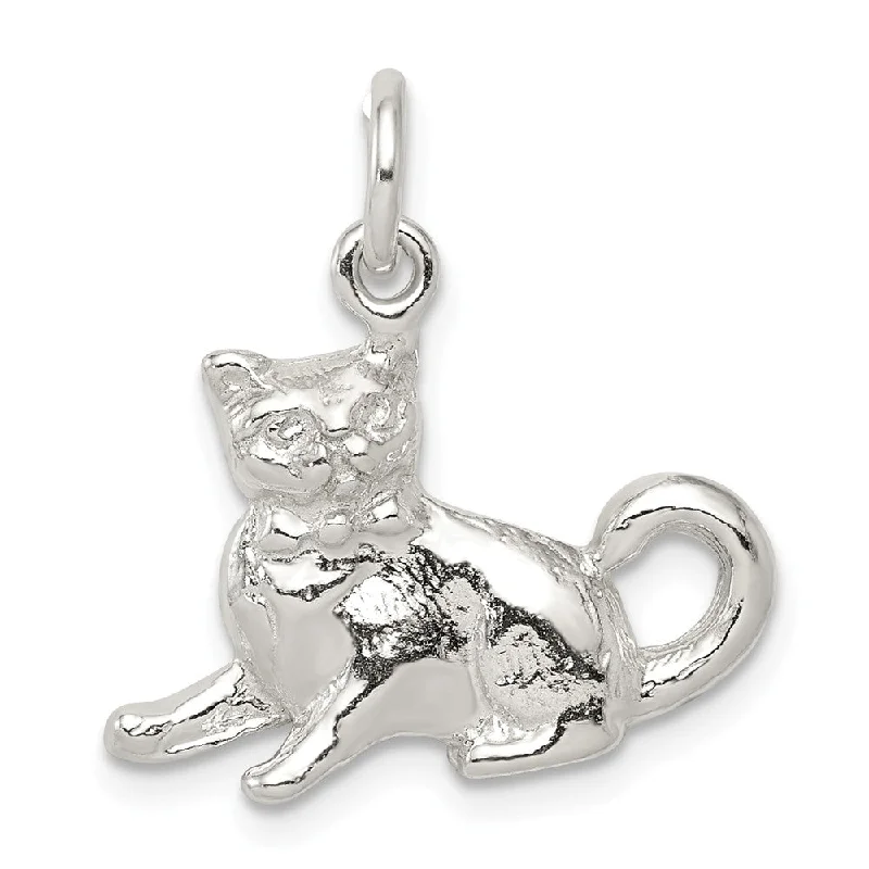 Custom - Engraved Initial Pendant Necklace in Sterling Silver for Mother's Day GiftSterling Silver 3D Polished Cat Charm or Pendant Custom - Engraved Initial Pendant Necklace in Sterling Silver for Mother's Day GiftSterling Silver 3D Polished Cat Charm or Pendant