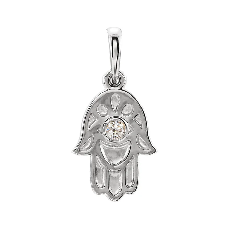 Adjustable - Length Turquoise - Inlaid Teardrop Pendant Necklace for TravelersSterling Silver and 0.03 CT Diamond Small Hamsa Pendant, 9mm Adjustable - Length Turquoise - Inlaid Teardrop Pendant Necklace for TravelersSterling Silver and 0.03 CT Diamond Small Hamsa Pendant, 9mm