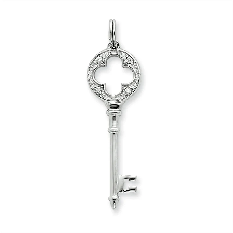 Antique - Inspired Filigree - Worked Cross Pendant Necklace for Religious CeremoniesSterling Silver and Cubic Zirconia Four Leaf Clover Key Pendant Antique - Inspired Filigree - Worked Cross Pendant Necklace for Religious CeremoniesSterling Silver and Cubic Zirconia Four Leaf Clover Key Pendant