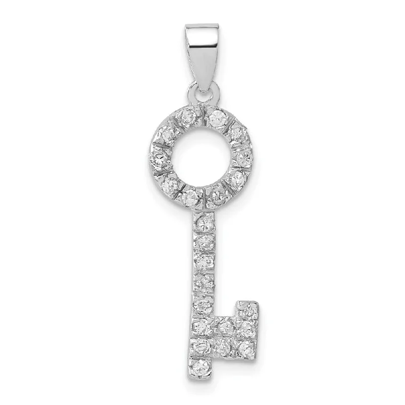 Custom - Engraved Initial Pendant Necklace in Sterling Silver for Mother's Day GiftSterling Silver and Cubic Zirconia Sparkling Key Pendant Custom - Engraved Initial Pendant Necklace in Sterling Silver for Mother's Day GiftSterling Silver and Cubic Zirconia Sparkling Key Pendant