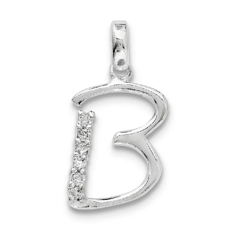 Double - Sided Pendant Necklace with a Photo Insert for Memory - KeepersSterling Silver and CZ, Lauren Collection, Initial B Pendant Double - Sided Pendant Necklace with a Photo Insert for Memory - KeepersSterling Silver and CZ, Lauren Collection, Initial B Pendant