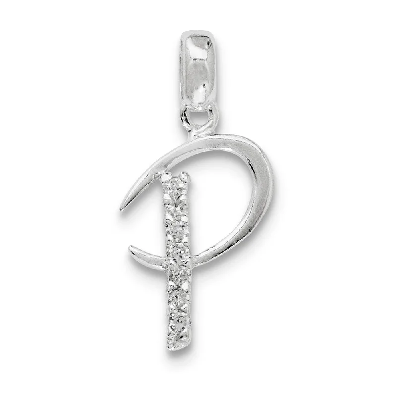 LED - Illuminated Moon Pendant Necklace for Nighttime EventsSterling Silver and CZ, Lauren Collection, Initial P Pendant LED - Illuminated Moon Pendant Necklace for Nighttime EventsSterling Silver and CZ, Lauren Collection, Initial P Pendant