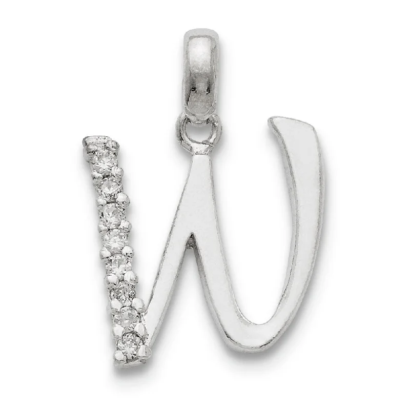 Hypoallergenic Stainless Steel Dog Tag Pendant Necklace for Active MenSterling Silver and CZ, Lauren Collection, Initial W Pendant Hypoallergenic Stainless Steel Dog Tag Pendant Necklace for Active MenSterling Silver and CZ, Lauren Collection, Initial W Pendant