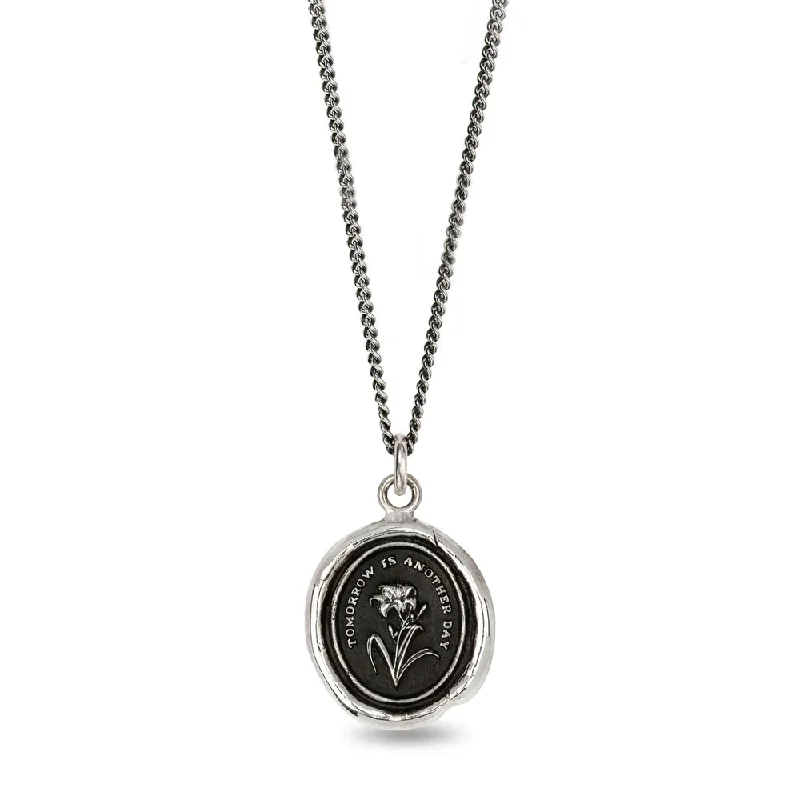 Double - Sided Pendant Necklace with a Photo Insert for Memory - KeepersSterling Silver Daylily Talisman Necklace - "Tomorrow is Another Day" Double - Sided Pendant Necklace with a Photo Insert for Memory - KeepersSterling Silver Daylily Talisman Necklace - "Tomorrow is Another Day"