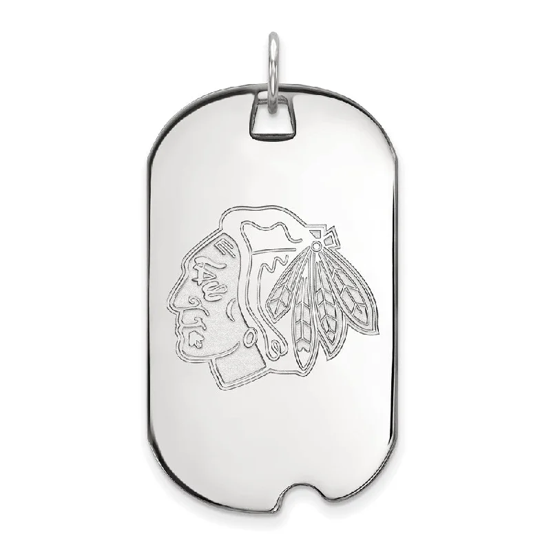 Adjustable - Chain Cubic Zirconia Solitaire Pendant for a Sparkling GiftSterling Silver NHL Chicago Blackhawks Large Dog Tag Pendant Adjustable - Chain Cubic Zirconia Solitaire Pendant for a Sparkling GiftSterling Silver NHL Chicago Blackhawks Large Dog Tag Pendant