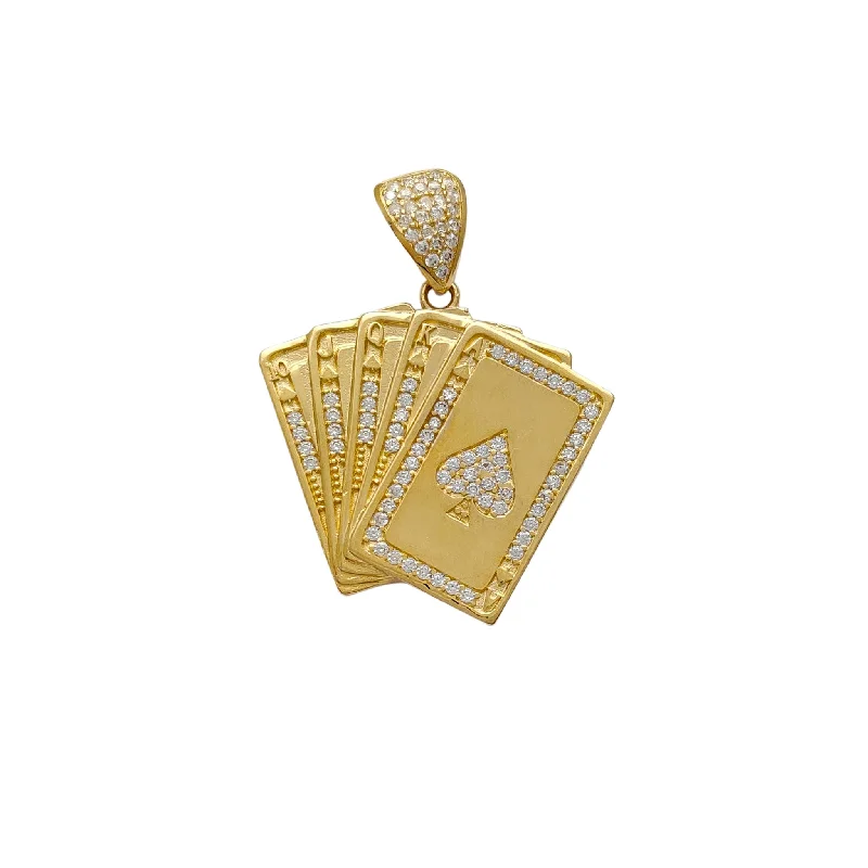 Icy Accent Royal Flush Pendant (14K)