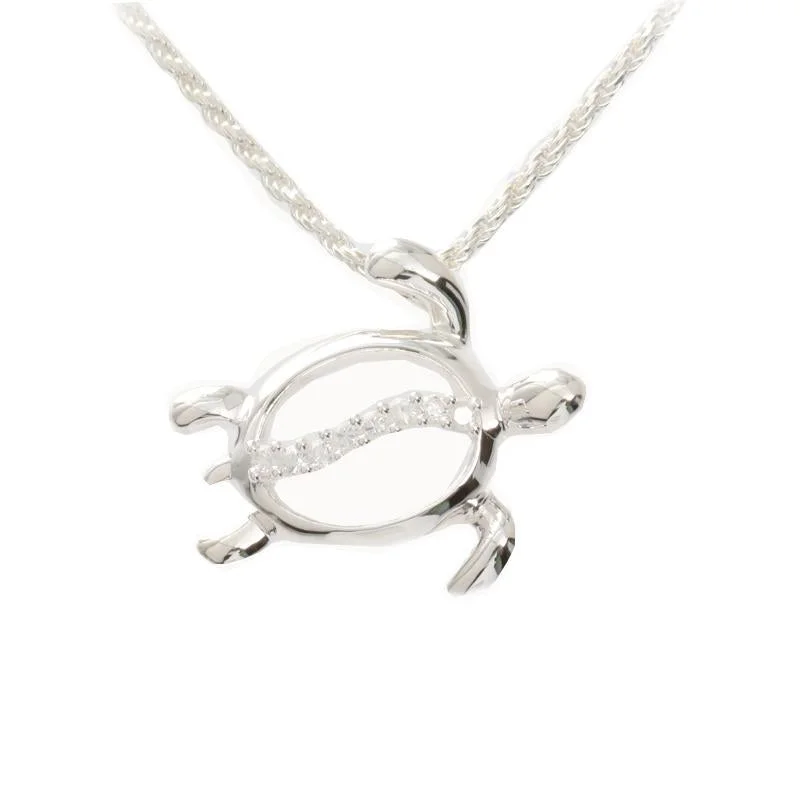 LED - Illuminated Moon Pendant Necklace for Nighttime EventsSterling Silver Right Side Honu (Hawaiian Turtle) with CZ Pendant (Chain Sold Separately) LED - Illuminated Moon Pendant Necklace for Nighttime EventsSterling Silver Right Side Honu (Hawaiian Turtle) with CZ Pendant (Chain Sold Separately)