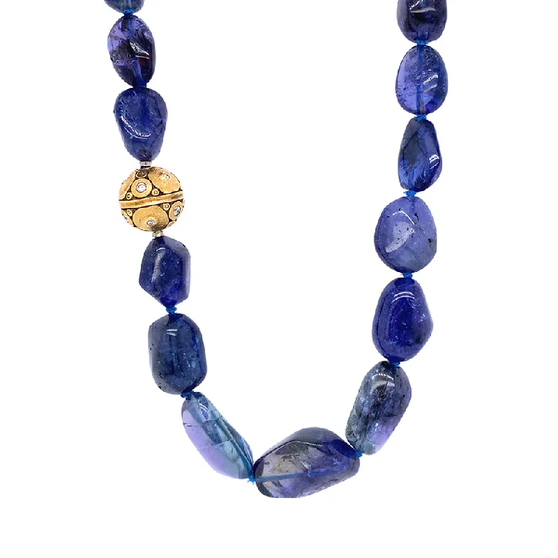 Statement - Making Large - Gemstone - Studded Geometric Pendant Necklace for Evening PartiesTanzanite Beaded Necklace & Vario Clasp- "Lillies" Statement - Making Large - Gemstone - Studded Geometric Pendant Necklace for Evening PartiesTanzanite Beaded Necklace & Vario Clasp- "Lillies"