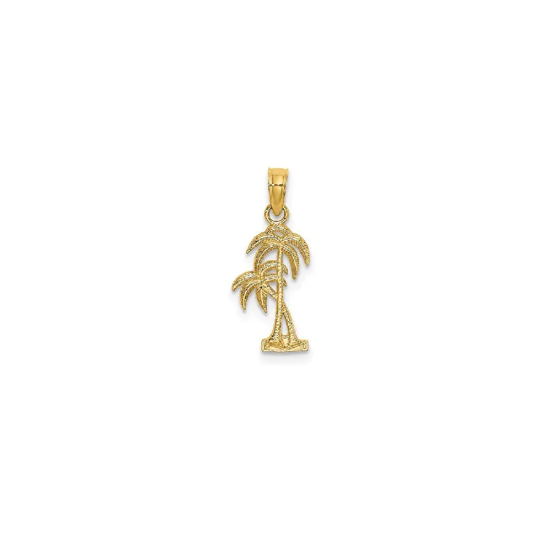 Water - Resistant Stainless Steel Diving - Themed Pendant for DiversSwaying Double Palm Tree Charm (14K)