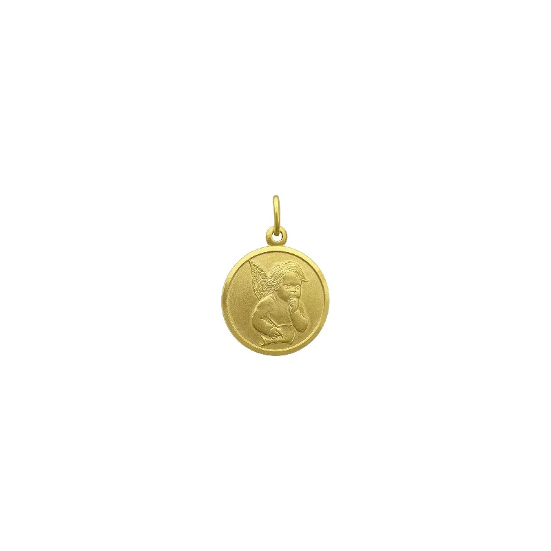 Scholarly Angel Circle Medallion Pendant (14K)