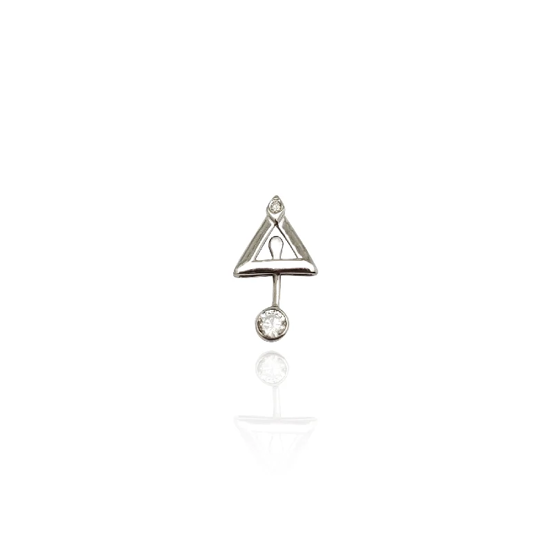 Tick Tock CZ Triangle Pendant (14K)
