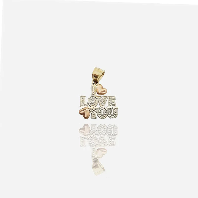 Tricolor "I Love You" Pendant (14K)