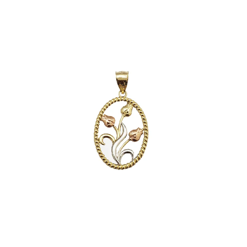 Glow - in - the - Dark Starry Sky Pendant for Nighttime AdventuresTricolor Triple Rose Oval Shape Frame (14K) Glow - in - the - Dark Starry Sky Pendant for Nighttime AdventuresTricolor Triple Rose Oval Shape Frame (14K)