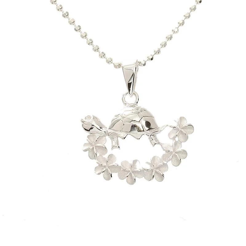 Hypoallergenic Stainless Steel Dog Tag Pendant Necklace for Active MenSterling Silver Honu (Hawaiian Turtle) and Plumeria Lei Pendant (Chain Sold Separately)