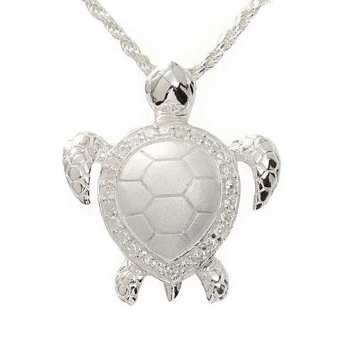 Magnetic - Closure Pendant Necklace with a Hidden Compartment for Secret KeepersSterling Silver Honu (Hawaiian Turtle) with CZ Pendant (Chain Sold Separately) Magnetic - Closure Pendant Necklace with a Hidden Compartment for Secret KeepersSterling Silver Honu (Hawaiian Turtle) with CZ Pendant (Chain Sold Separately)