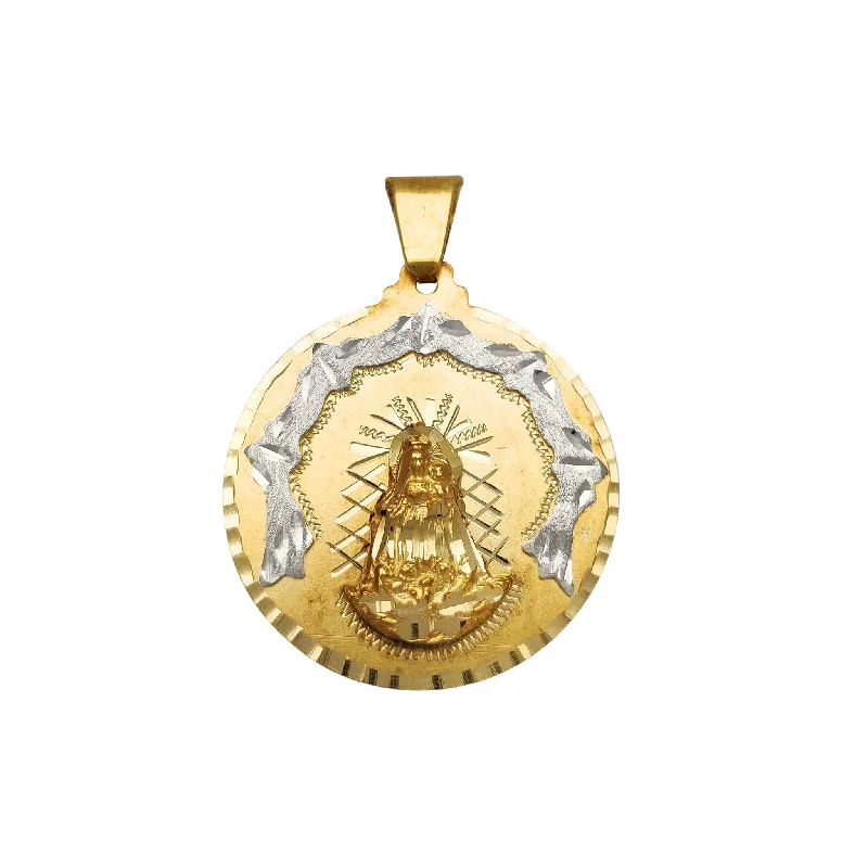 Double - Heart Pendant with Interlocking Design for CouplesTwo-Tone Caridad de Cobre Medallion Pendant (14K) Double - Heart Pendant with Interlocking Design for CouplesTwo-Tone Caridad de Cobre Medallion Pendant (14K)
