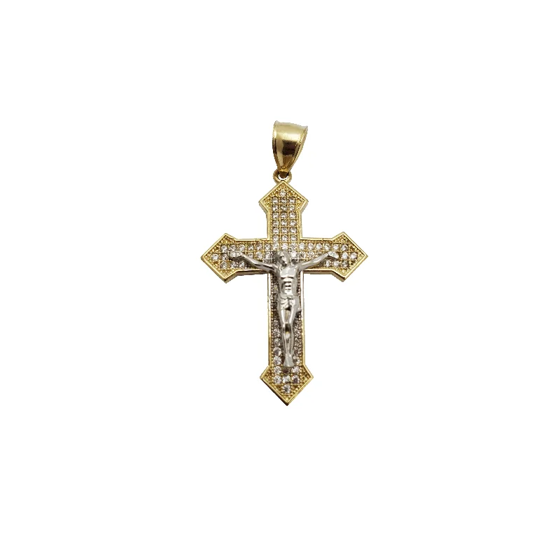 Double - Heart Pendant with Interlocking Design for CouplesTwo-Tone Crucifix Pendant (14K) Double - Heart Pendant with Interlocking Design for CouplesTwo-Tone Crucifix Pendant (14K)