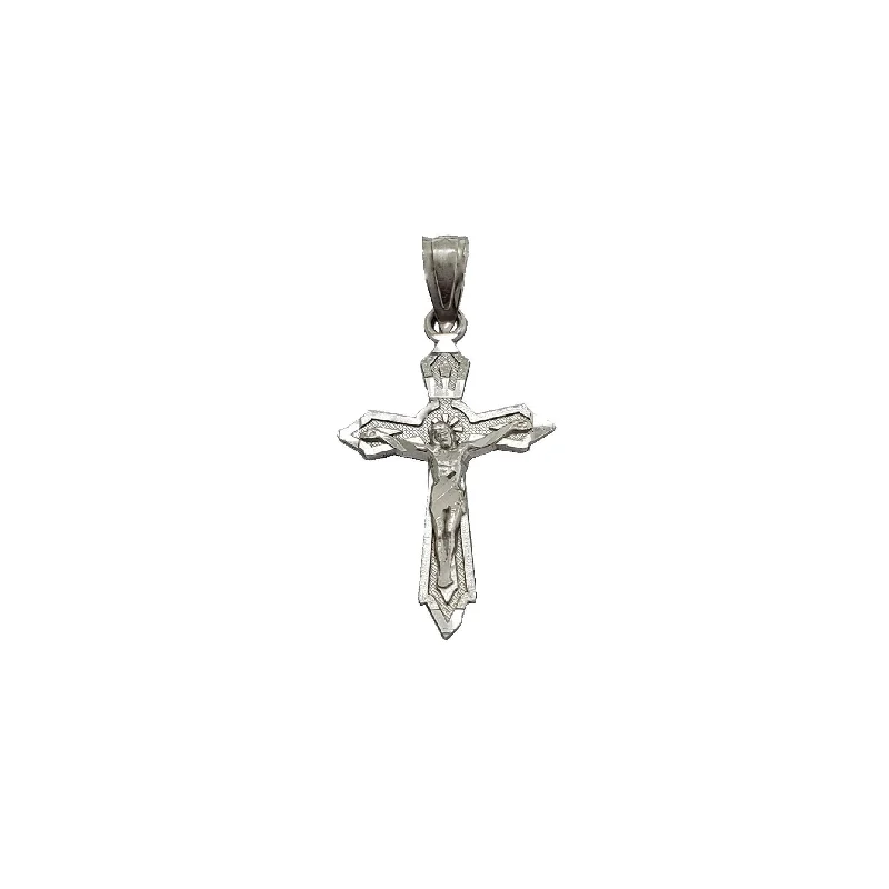 White Gold Diamond-Cut Crucifix Pendant (14K)