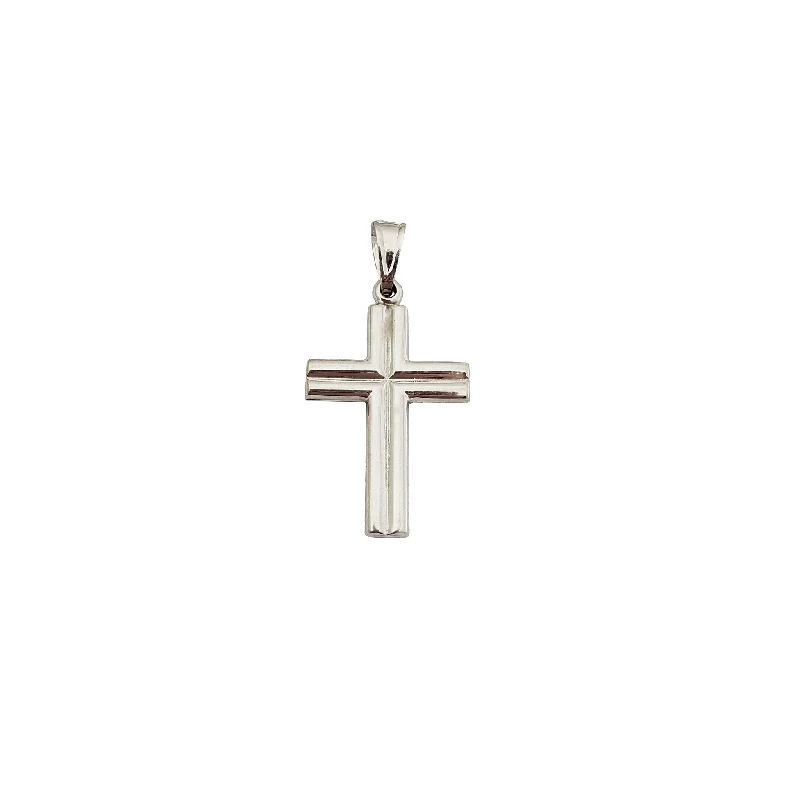 White Gold Double Tube Cross Pendant (14K)
