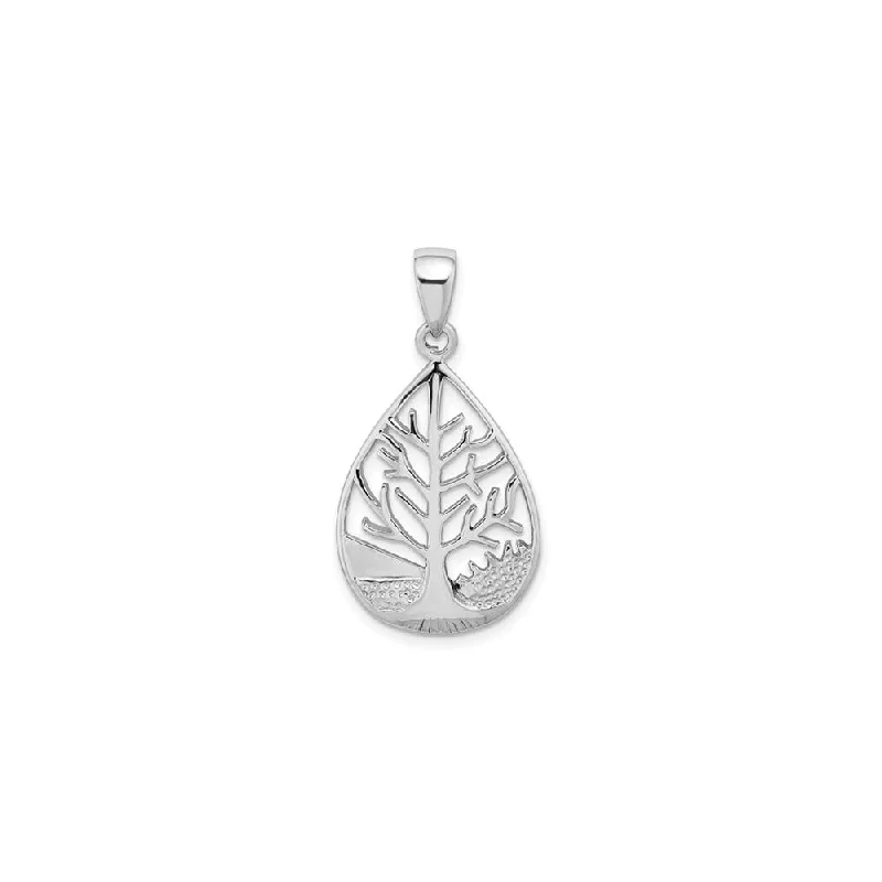 Statement - Making Large - Gemstone - Studded Geometric Pendant Necklace for Evening PartiesWinter Tree Teardrop Frame Pendant (Silver) Statement - Making Large - Gemstone - Studded Geometric Pendant Necklace for Evening PartiesWinter Tree Teardrop Frame Pendant (Silver)