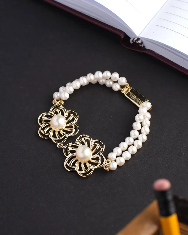 Stackable Pearl Bracelet Set with Mixed - Sized Pearls for a Trendy Layered StyleDelicate Floral Pearl Bracelet Stackable Pearl Bracelet Set with Mixed - Sized Pearls for a Trendy Layered StyleDelicate Floral Pearl Bracelet