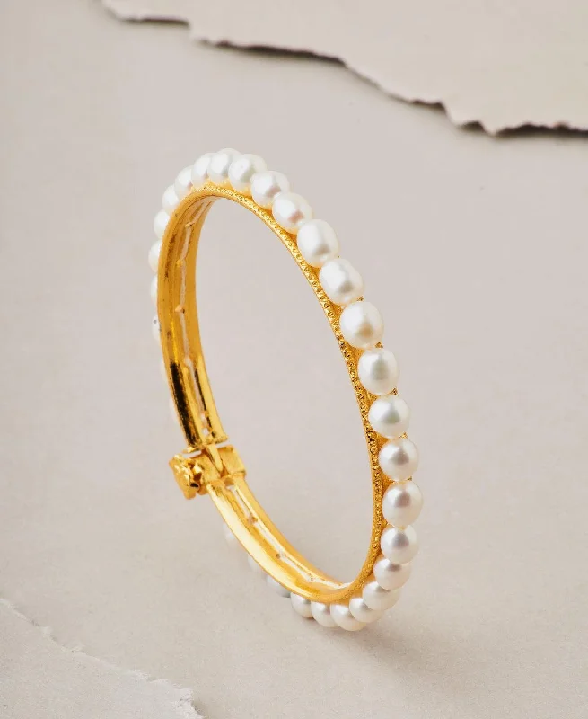 Custom - Engraved Pearl Bracelet with Initials or Messages for a One - of - a - Kind GiftElegant and classy Pearl Bangle Custom - Engraved Pearl Bracelet with Initials or Messages for a One - of - a - Kind GiftElegant and classy Pearl Bangle