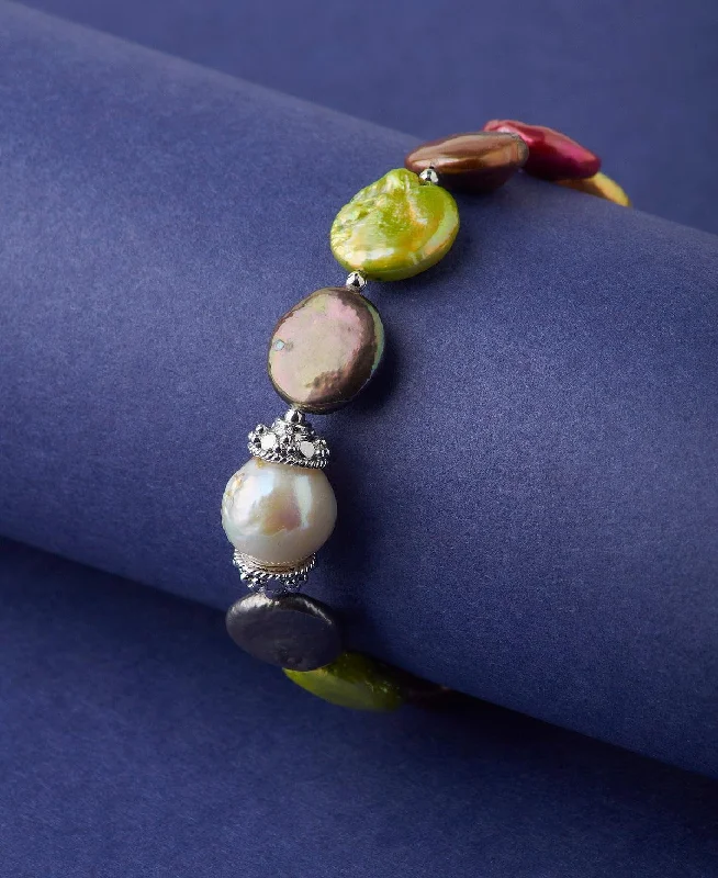 Hand - Painted Pearl Bracelet with Floral Motifs for an Artistic and Unique PieceFashionable Real Multi Pearl Bracelet Hand - Painted Pearl Bracelet with Floral Motifs for an Artistic and Unique PieceFashionable Real Multi Pearl Bracelet