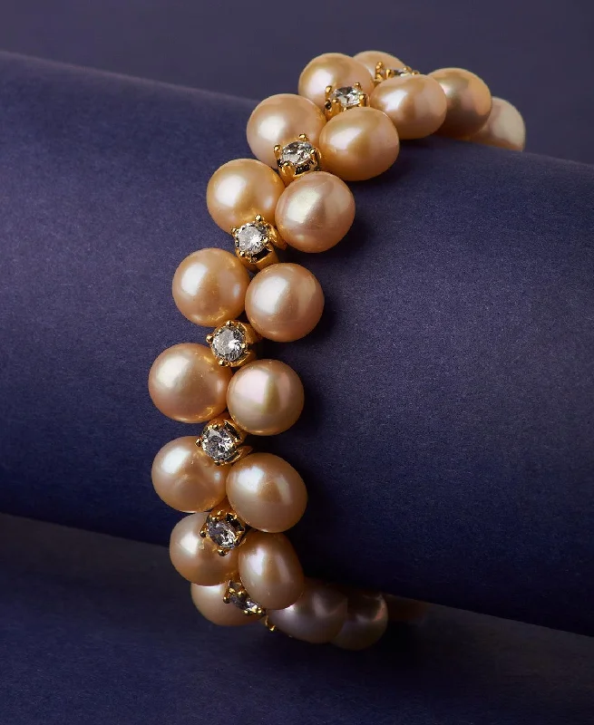 Pearl and Lava Rock Bracelet with Essential Oil - Diffusing Feature for Aromatherapy on the GoGorgeous Gold Pearl Bracelet